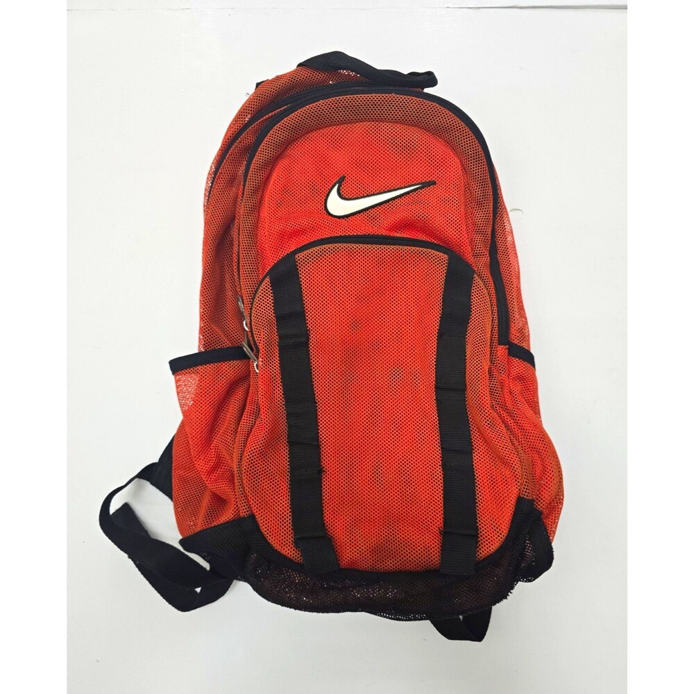 Nike Brasilia 7 Large Mesh Backpack Orange Black BZ9719-801 READ DAMAGED